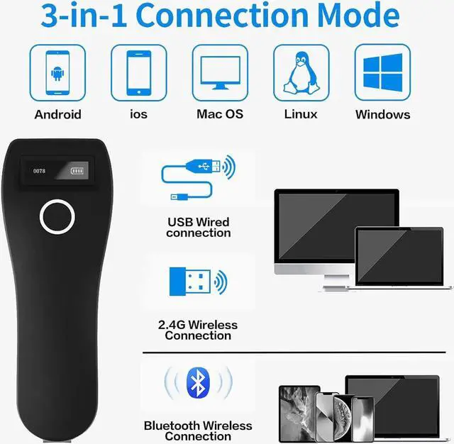 Alt view image 6 of 7 - Handheld 2D QR Code Scanner Wireless and Portable Mini 2D Bluetooth Barcode Scanner