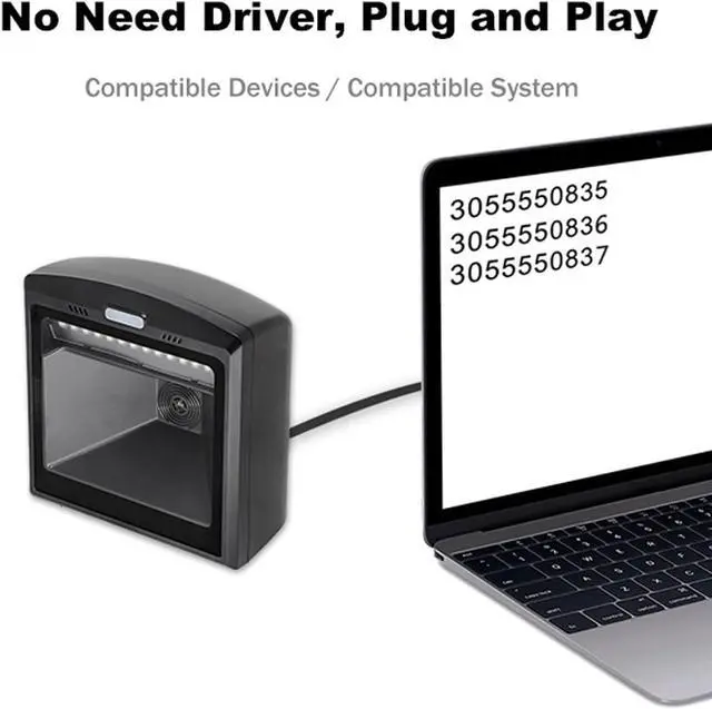 Alt view image 4 of 7 - 2D QR Hands Free Barcode Scanner, Large Screen Automatic 2D QR Barcode Scanner, Desktop Omnidirectional Scanning UPC Reader, ABS Bar Code Reader for POS, PC, Supermarket, Bookstore