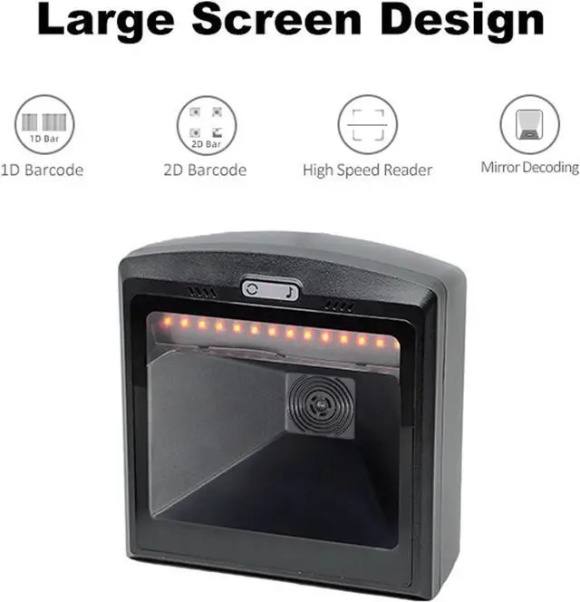 Alt view image 3 of 7 - 2D QR Hands Free Barcode Scanner, Large Screen Automatic 2D QR Barcode Scanner, Desktop Omnidirectional Scanning UPC Reader, ABS Bar Code Reader for POS, PC, Supermarket, Bookstore