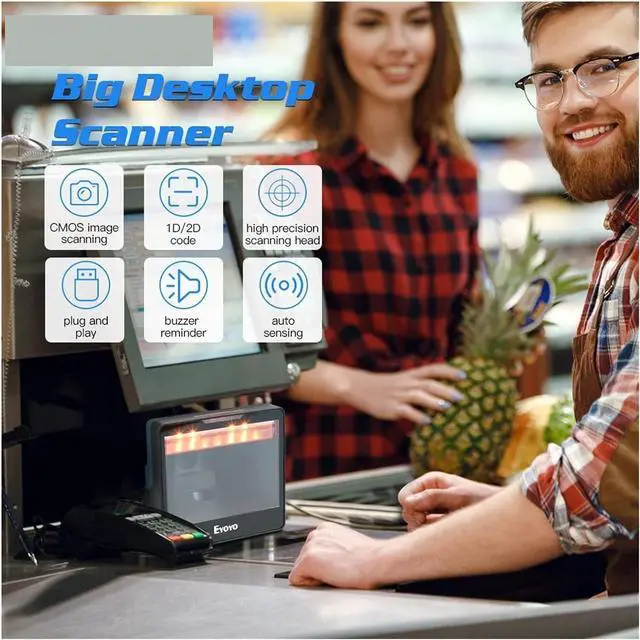 Alt view image 3 of 7 - Automatic Barcode Scanning System 2D Desktop Barcode Scanner Omnidirectional Hands-Free 1D USB Wired Table Bar Code Reader PDF417 QR Image Screen Scanning