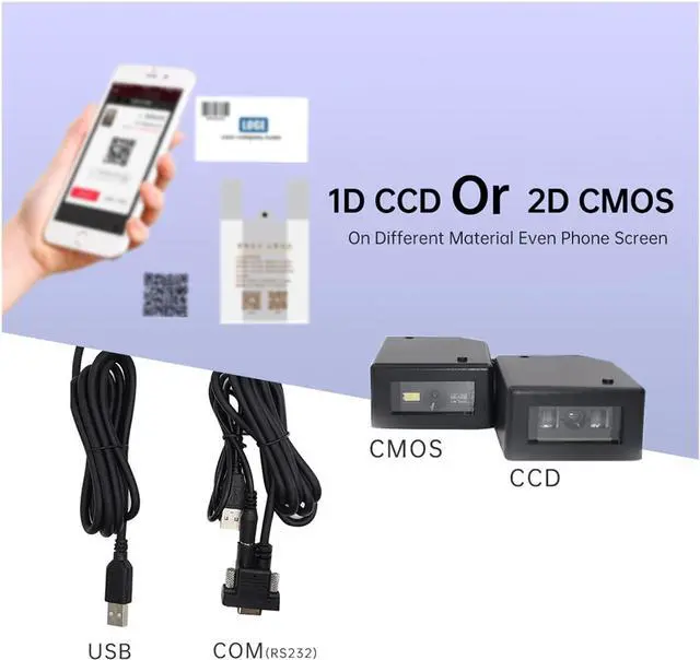 Alt view image 2 of 7 - Automatic Barcode Scanning System Mini Embedded Barcode Scanner Module 1D 2D USB RS232 Interface for Vending Machine Door Control Self-Service Terminal (Color : USB 1D CCD)