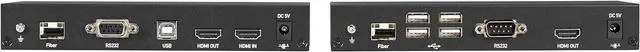 Alt view image 2 of 6 - Black Box KVM Extender KIT Over Fiber - 4K, Single-Head, HDMI, USB 2.0, Serial, Audio, LOC