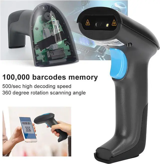 Alt view image 6 of 7 - Wireless Barcode Scanner, 2.4G Wireless 1D / 2D QR Barcode LED Reader Handheld Bar Code Scanner, 500 TimesSecond for Store, Supermarket, Warehouse (Wireless 2D Scanner YHD-6200W)