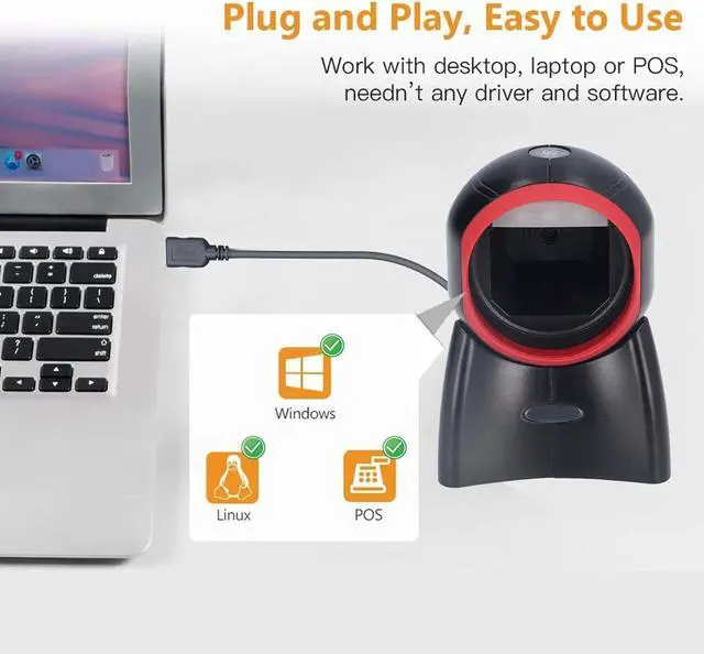 Alt view image 2 of 7 - USB Wired Bar Code Reader, Intelligent Increase Productivity Infrared Automatic Sensing Easily Identify 1D 2D Desktop Barcode Scanner for Retails
