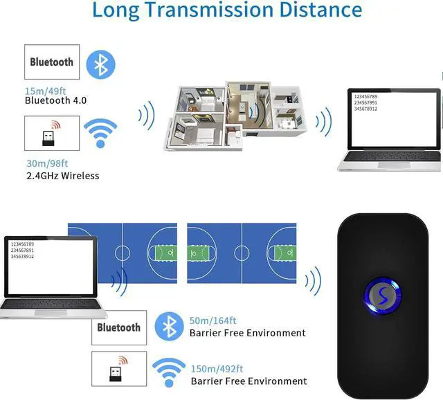Alt view image 3 of 7 - Save 15% on Alacrity Bluetooth Barcode Scanner Portable 1D USB Laser Mini Bar Code Reader + Handsfree 2D Omnidirectional Barcode Scanner