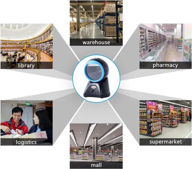 Alt view image 6 of 7 - Automatic Barcode Scanning System Barcode Scanner Scan Engine 2D Barcode Scanner Platform Supermarket Special Cashier Scanner Commodity Catering Scanner SH-7400 (Color : Blue-USB)