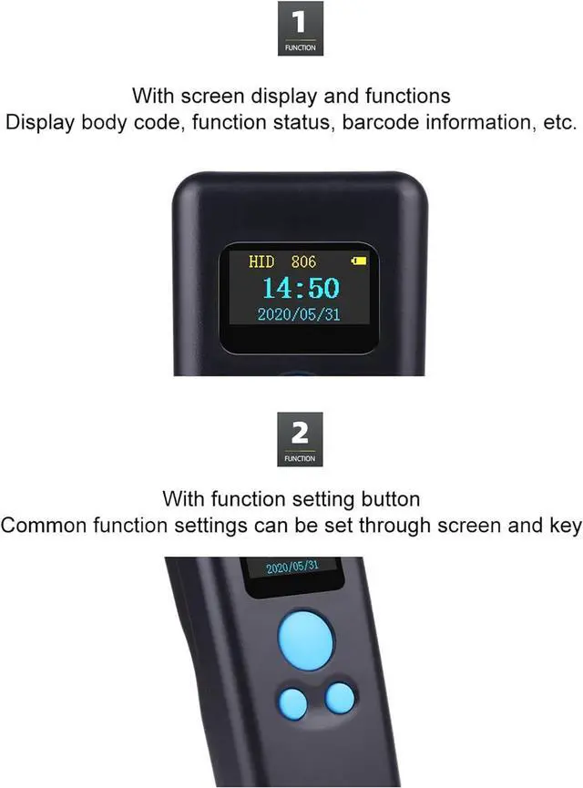 Alt view image 4 of 7 - USB Bar Code Reader, Bluetooth Barcode Scanner Fast Decoding 2 Upload Mode Interference Resistant with 2.4G Receiver for Store(2D M8D)
