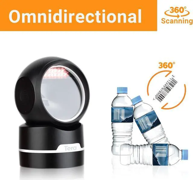 Alt view image 4 of 7 - Tera Pro 2D QR 1D Omnidirectional Barcode Scanner, Recognition in Any Environment, Hands-Free USB Wired Bar Code Reader Platform Scanner for POS Retail Store, 9500