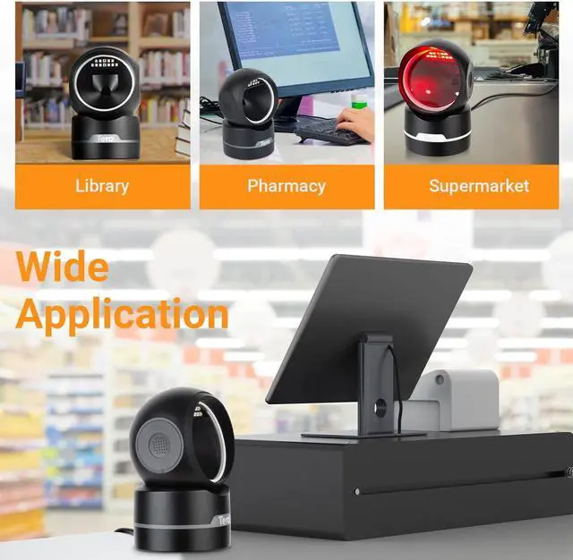 Alt view image 7 of 7 - Tera Pro 2D QR 1D Omnidirectional Barcode Scanner, Recognition in Any Environment, Hands-Free USB Wired Bar Code Reader Platform Scanner for POS Retail Store, 9500