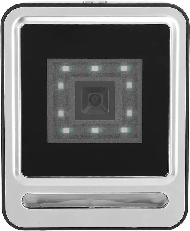 Alt view image 3 of 7 - Fixed Barcode Scanner, 1D QR 2D HandsFree Desktop Bar Code Scanner Omnidirectional Barcode Reader with USB Cable LED Light for Library, Retail Store (Silver)