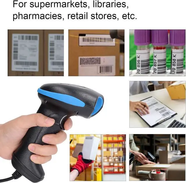 Alt view image 5 of 7 - 1D 2D Barcode Scanner Wired Handheld Bar Code Scanner Gun with USB Cable for Supermarket Library Retail Store Pharmacy