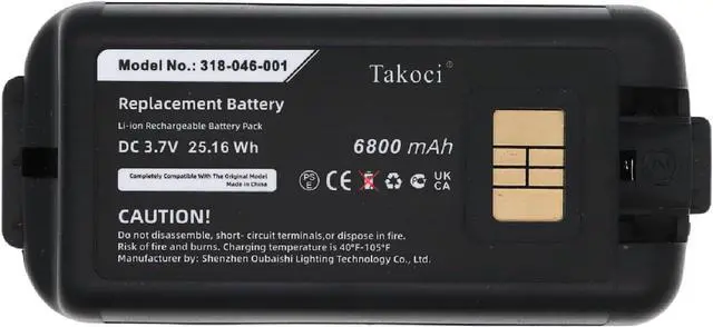 Alt view image 6 of 7 - Youejoeq Replacement for Intermec CK70 CK71 Honeywell CK75 1001AB01 1001AB02 318-046-001 318-046-011 AB18 318-046-031 318-046-032 Barcode Scanner Battery 6800mAh 3.7V Lithium Ion
