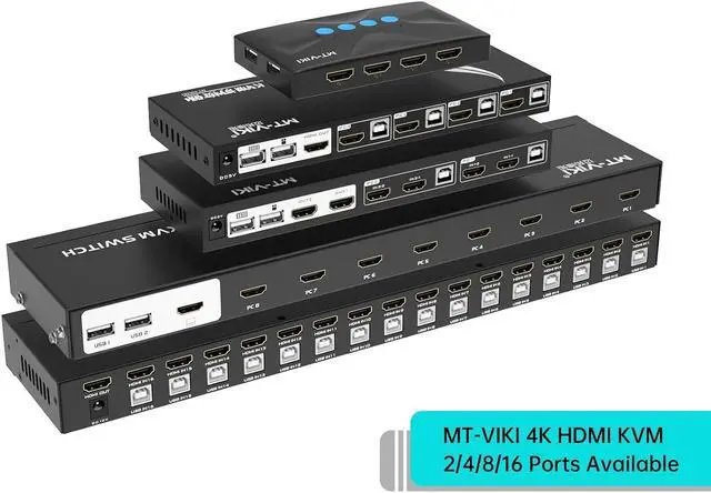 Alt view image 2 of 7 - Ennovor MT-VIKI 8 Port KVM Switch HDMI, 4K@30Hz 1U Rack Mount KVM Switch w/IR Remote & Wire-Desktop Controller & 8 HDMI KVM Cables & Rack Ears & Power Adapter