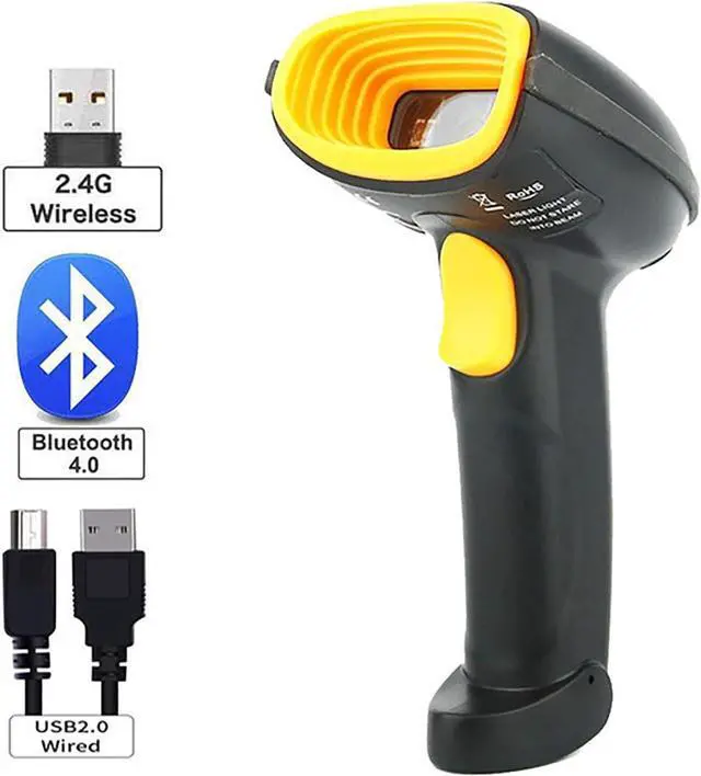 Alt view image 3 of 7 - Bluetooth Barcode Scanner, Industrial Barcode Scanning System with LED Indicator Light and Buzzer, 3 in 1 Reader, 3 Connection Modes and Decoding Ability Strong, for Warehouse, Library, Store