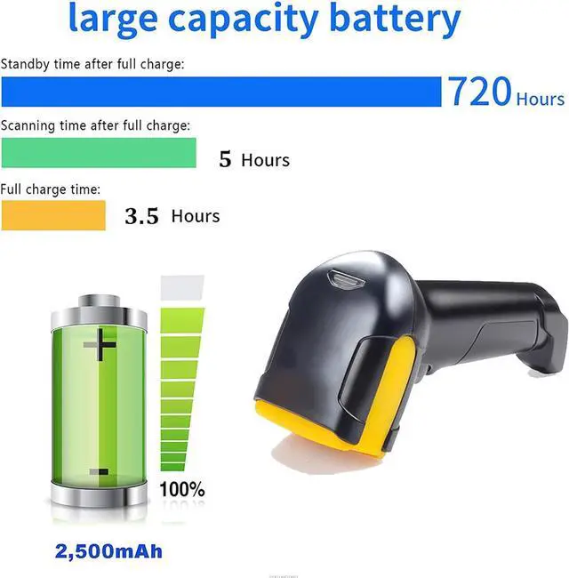 Alt view image 4 of 7 - Bluetooth Barcode Scanner, Industrial Barcode Scanning System with LED Indicator Light and Buzzer, 3 in 1 Reader, 3 Connection Modes and Decoding Ability Strong, for Warehouse, Library, Store