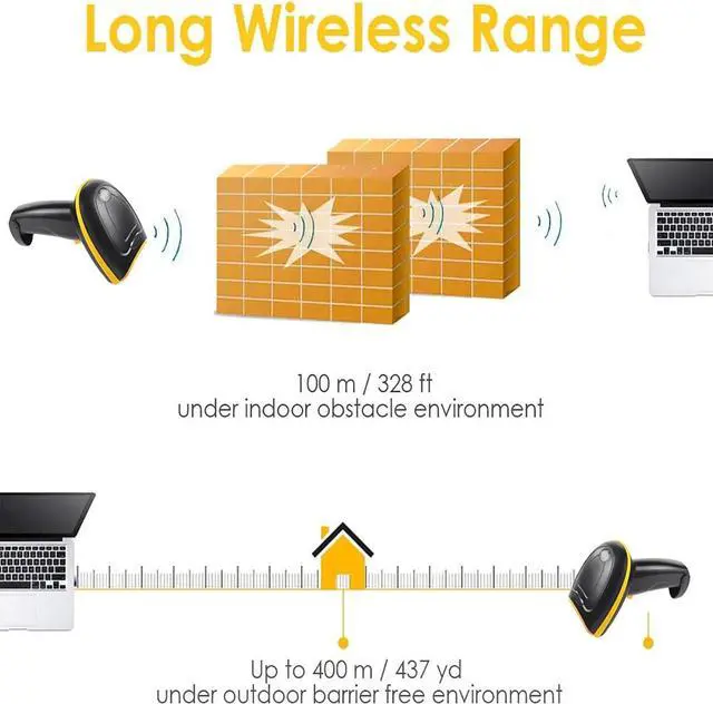 Alt view image 5 of 7 - Bluetooth Barcode Scanner, Industrial Barcode Scanning System with LED Indicator Light and Buzzer, 3 in 1 Reader, 3 Connection Modes and Decoding Ability Strong, for Warehouse, Library, Store