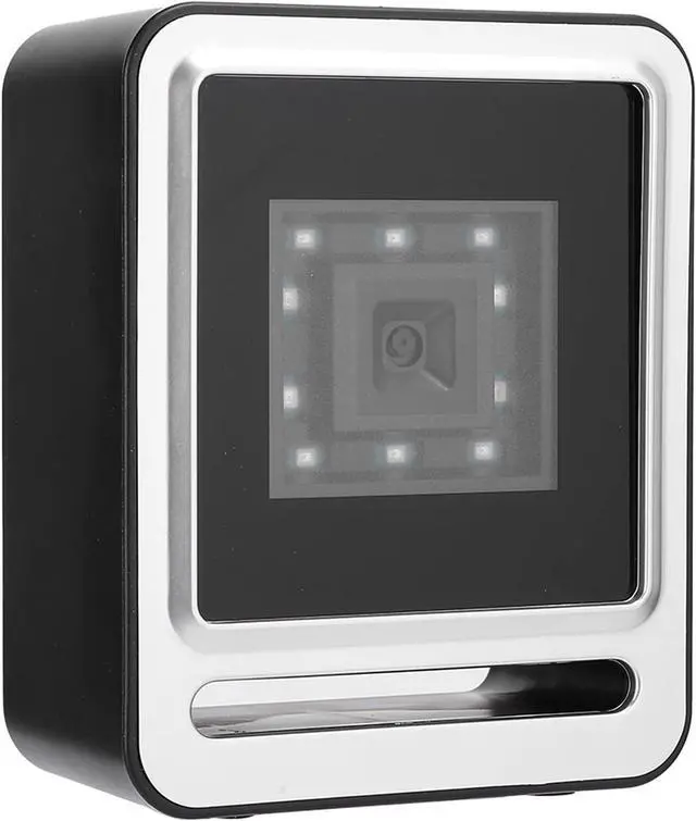 Main image of Fixed Barcode Scanner, 1D QR 2D HandsFree Desktop Bar Code Scanner Omnidirectional Barcode Reader with USB Cable LED Light for Library, Retail Store (Silver)