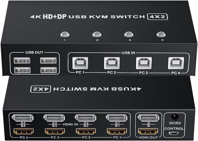 Switch HDMI cheapest + DisplayPort 4 in 2 Out Switcher Support HDMI 2.0 DP 1.2