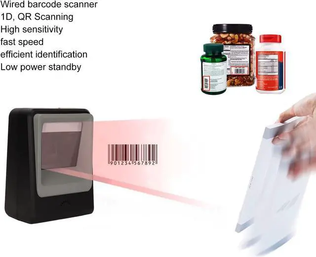 Alt view image 4 of 7 - High Sensitivity 1D 2D Code Scanner Desktop Wired Barcode Scanner for Supermarkets Shops