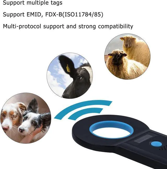 Alt view image 2 of 7 - NetumScan Pet Microchip Reader Scanner RFID EMID, Portable Pet Chip Scanner Rechargeable Data Storage Animal Tag Scanner with Stable OLED Display for ISO 11784/11785,FDX-B and ID64 RFID Black