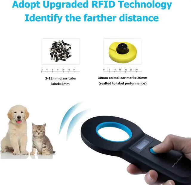 Alt view image 3 of 7 - NetumScan Pet Microchip Reader Scanner RFID EMID, Portable Pet Chip Scanner Rechargeable Data Storage Animal Tag Scanner with Stable OLED Display for ISO 11784/11785,FDX-B and ID64 RFID Black