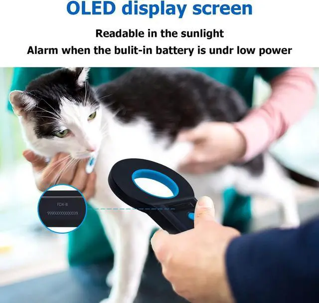 Alt view image 5 of 7 - NetumScan Pet Microchip Reader Scanner RFID EMID, Portable Pet Chip Scanner Rechargeable Data Storage Animal Tag Scanner with Stable OLED Display for ISO 11784/11785,FDX-B and ID64 RFID Black