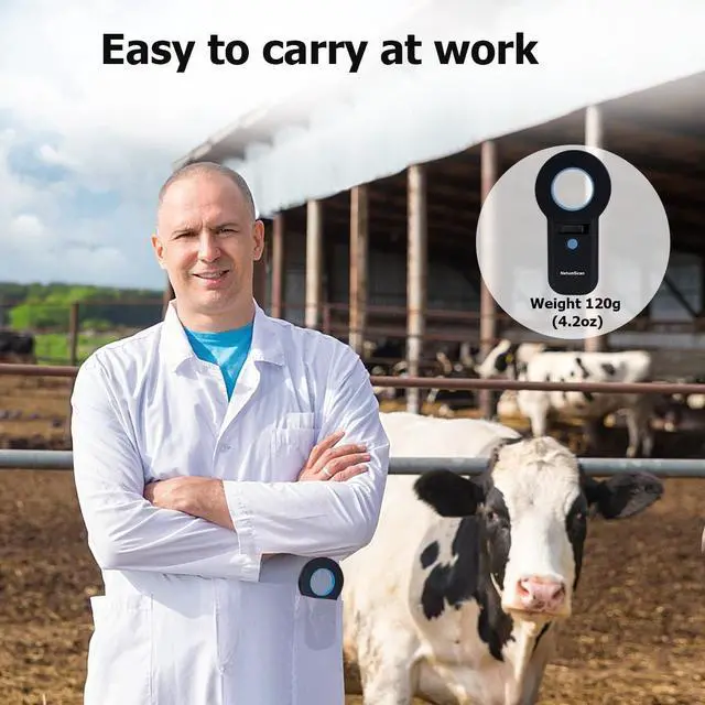 Alt view image 7 of 7 - NetumScan Pet Microchip Reader Scanner RFID EMID, Portable Pet Chip Scanner Rechargeable Data Storage Animal Tag Scanner with Stable OLED Display for ISO 11784/11785,FDX-B and ID64 RFID Black