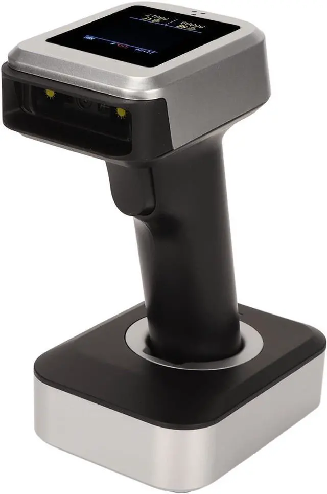 Main image of Wireless Barcode Scanner, 2.4GHz Wireless Wired 3 Modes Handhold 1D 2D Bar Code Scanner with 1.8in LCD Screen Display and Charging Base, 492ft Transmission