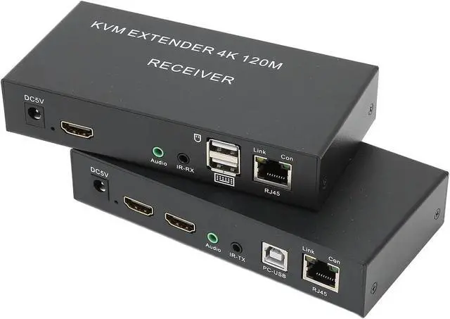 Main image of Ennovor 4K KVM Switch, USB KVM Extender Cat5e/6 Up to 120M Plug and Play Infrared Single Network Extender for Keyboard, Mouse, Computer Host, Laptop, PS3,4(US Plug)