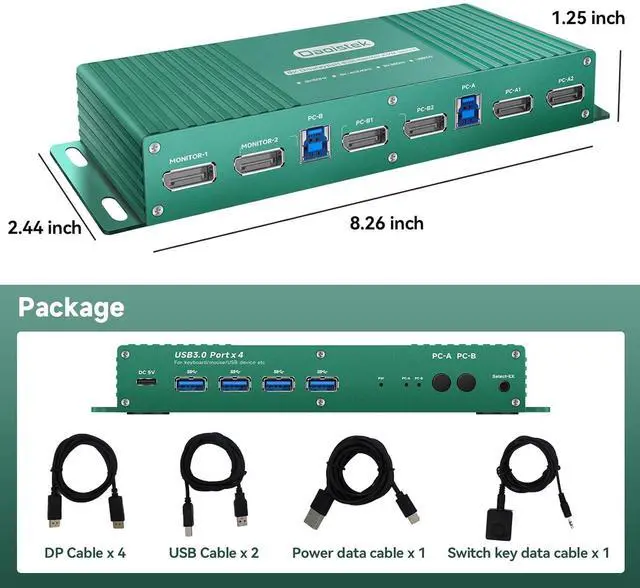Alt view image 6 of 7 - Ennovor Displayport kvm Switch 2 Monitors 2 Computers 4K 165Hz PC Switch 2 Monitors 2 Computers dp 1440P 120Hz 144Hz 165Hz 175Hz 240hz KVM Switches displayport Dual Monitor FreeSync G-SYNC