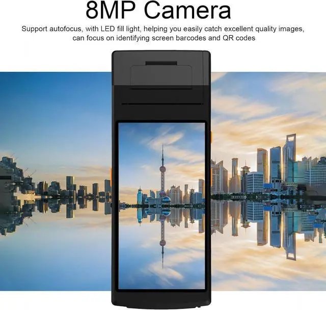 Alt view image 7 of 7 - Jauarta PDA Terminal 5.5 Inch IPS Screen Handheld Barcode Scanner Thermal Printer with Data Connection NFC Scanning 100240VAC (US Plug 100V to 240V)