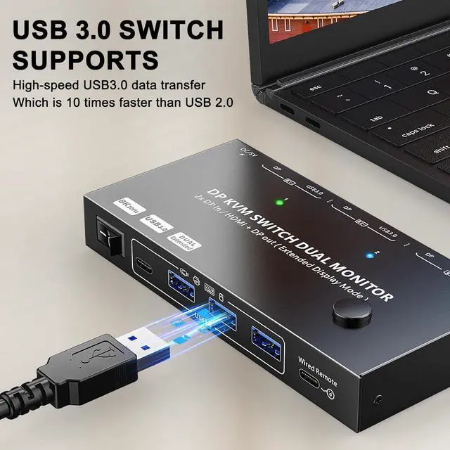 Alt view image 7 of 7 - Ennovor Switcher 2 in 2 Out High Definition Port KVM Switcher for High Definition Display Connect Multiple Computer with One Display