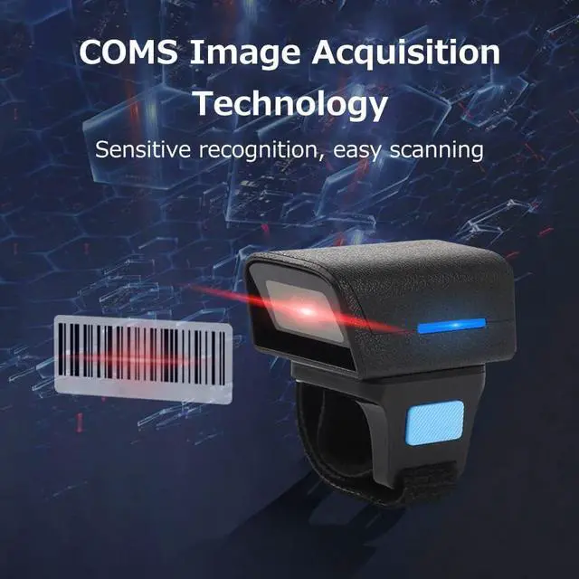 Alt view image 7 of 7 - Barcode Scanner,HUIOP Wearable Ring Type Barcode Scanner USB Wired+2.4G+BT Three-Mode Connection Support One-Dimensional Barcode/QR Code Scanning