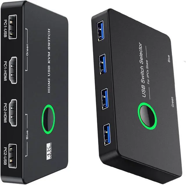 Main image of BlundleULXUUUN USB 3.0 Switch + KVM Switch HDMI, KVM Switch 1 Monitor for 2 Computer