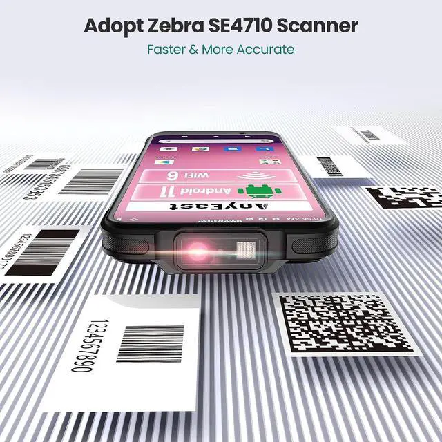 Alt view image 4 of 7 - Anyeast Android Barcode Scanner, Android 11, Wi-Fi 6 Rugged PDA Data Terminal, Handheld Mobile Computer with Zebra Scanner, 1D 2D QR Barcode Scanner with Case and Holster for Retail Warehouse Scanner