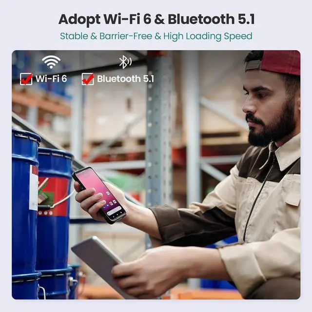 Alt view image 5 of 7 - Anyeast Android Barcode Scanner, Android 11, Wi-Fi 6 Rugged PDA Data Terminal, Handheld Mobile Computer with Zebra Scanner, 1D 2D QR Barcode Scanner with Case and Holster for Retail Warehouse Scanner