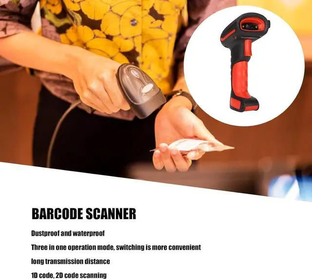 Alt view image 2 of 7 - Zyyini Handheld Barcode Scanner, Bluetooth 2.4GHz Wireless Wired Connection Bar Code Scanner Reader,with Base,Waterproof 1D 2D Handheld Barcode Scanner with Vibration Alert,for Shop Warehousing