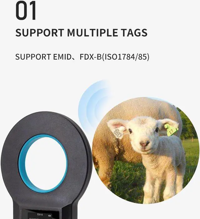 Alt view image 2 of 7 - Portable Handheld Pet Microchip ID Tag Scanner with Efficient Multifunctional Animal Chip Reader Quick and Accurate Identification