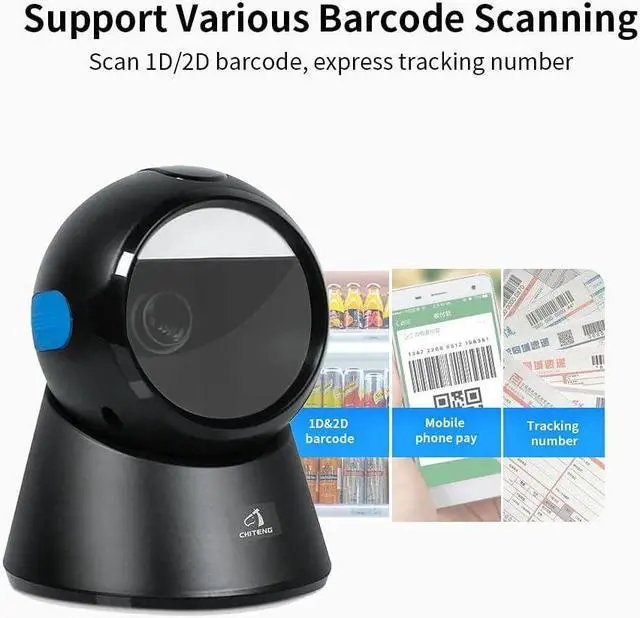 Alt view image 2 of 7 - Versatile Scanning,HUIOP Wired Barcode Scanner USB Versatile Scanning Hands-Free Scan QR Code 1D&2D Code Reader for Supermarkets/Stores (Black)