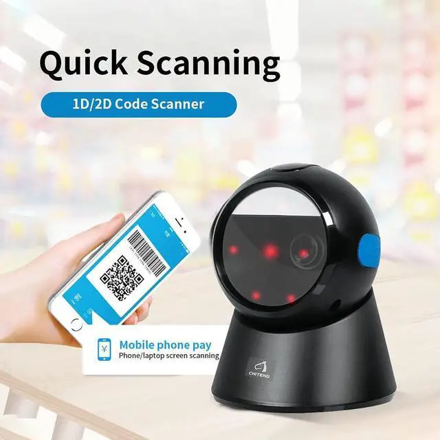 Alt view image 3 of 7 - Versatile Scanning,HUIOP Wired Barcode Scanner USB Versatile Scanning Hands-Free Scan QR Code 1D&2D Code Reader for Supermarkets/Stores (Black)
