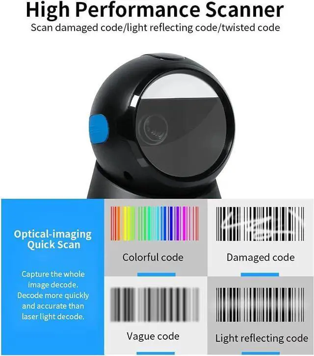 Alt view image 4 of 7 - Versatile Scanning,HUIOP Wired Barcode Scanner USB Versatile Scanning Hands-Free Scan QR Code 1D&2D Code Reader for Supermarkets/Stores (Black)
