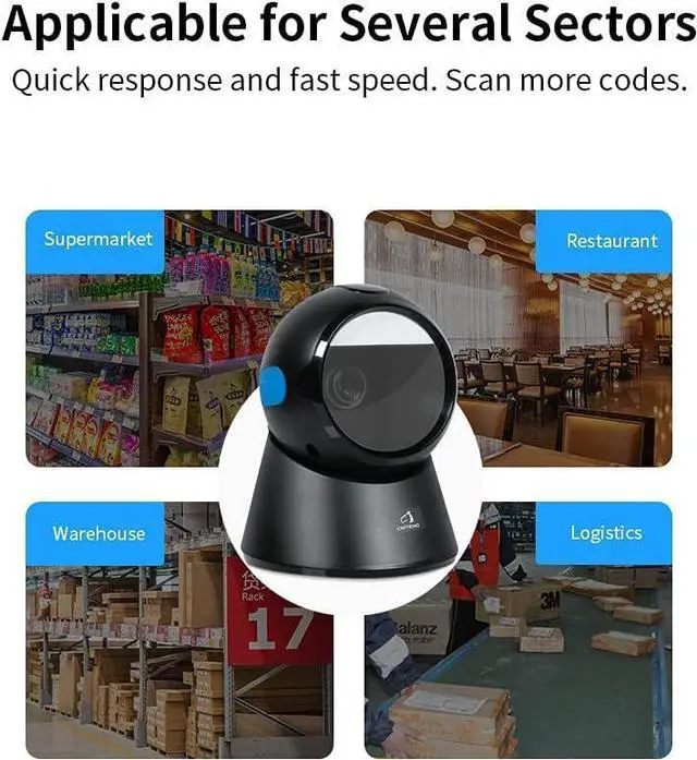 Alt view image 5 of 7 - Versatile Scanning,HUIOP Wired Barcode Scanner USB Versatile Scanning Hands-Free Scan QR Code 1D&2D Code Reader for Supermarkets/Stores (Black)
