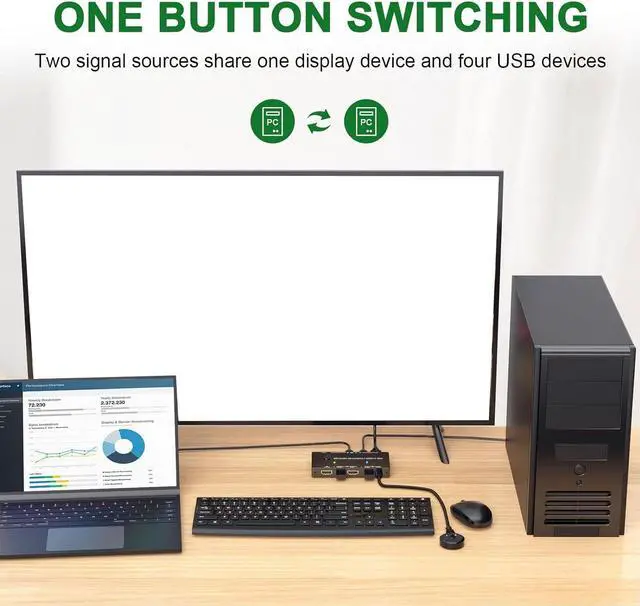 Alt view image 4 of 7 - Ennovor KVM Switch,2 in 1 USB C Switch 10Gbps 3840x2160 30Hz 60Hz Type C Switcher Self Adaptive EDID HD USB Type C KVM Switch USB 4K KVM Switch Compatible with Laptops Desktop TV