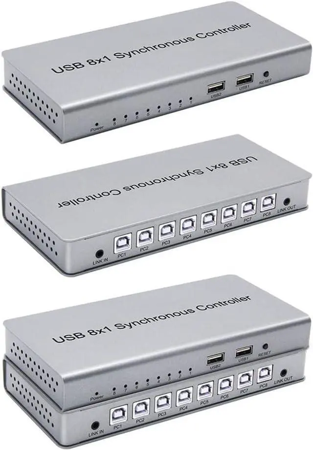 Alt view image 5 of 7 - Ennovor 4/8 Port USB Synchronizer - KVM Switch/Distributor, 4 in 1 Out DNF Multi Open Synchronizer, USB Keyboard Mouse Sync Controller,Plug and Play Silver DNF Synchronizer (Color : 8 Ports)