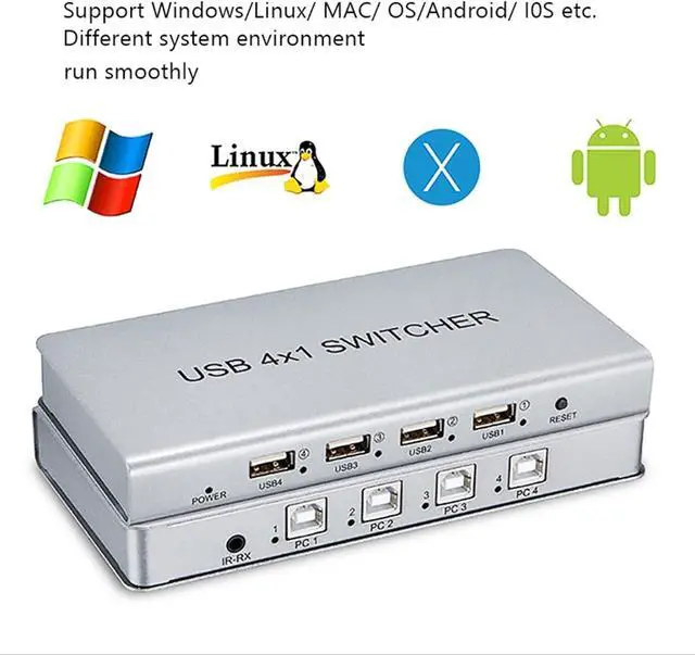 Alt view image 6 of 7 - Ennovor 4/8 Port Smart KVM Switch, Multifuncional Keyboard Mouse Synchronizer Controller, DNF Switcher Splitter,USB2.0 Full Speed Technology 12Mbps Controller, for Windows/Linux (Size : 4 Ports)