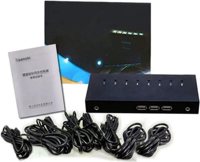 Alt view image 6 of 6 - Ennovor 4/8 Port USB Synchronizer - KVM Switch/Distributor, 4 in 1 Out DNF Multi Open Synchronizer, USB Keyboard Mouse Sync Controller,Plug and Play Silver DNF Synchronizer (Size : 4 Ports)