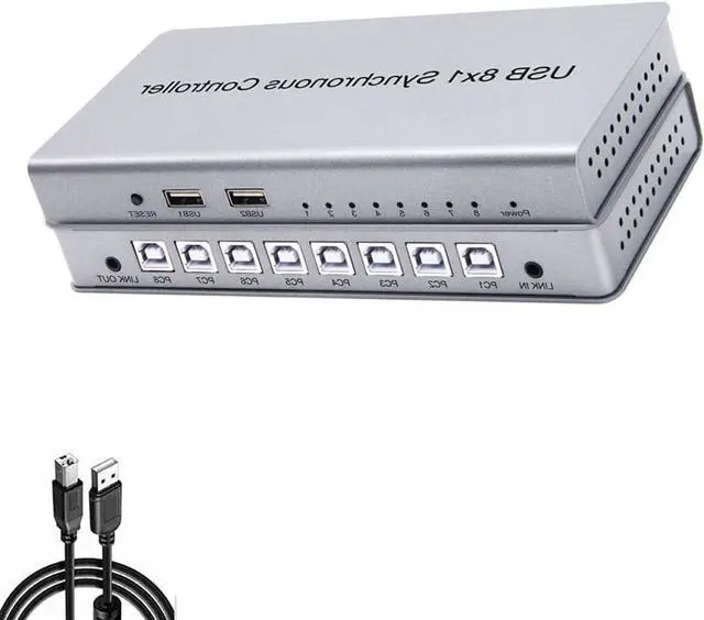 Main image of Ennovor 8 Port USB Synchronizer - KVM Switch/Distributor, 8 in 1 Out DNF Multi Open Synchronizer, USB Keyboard Mouse Sync Controller, Plug and Play Silver DNF Synchronizer