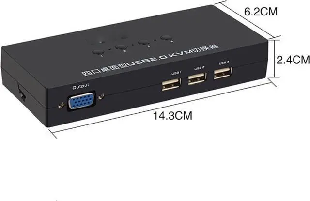 Alt view image 2 of 6 - Ennovor KVM Switch 4 Ports Multi-Host Sharing Mouse, Keyboard and Monitor, Plug and Play Metal Synchronizer, for Windows/Linux/Android/Netware