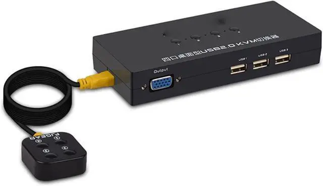 Alt view image 5 of 6 - Ennovor KVM Switch 4 Ports Multi-Host Sharing Mouse, Keyboard and Monitor, Plug and Play Metal Synchronizer, for Windows/Linux/Android/Netware