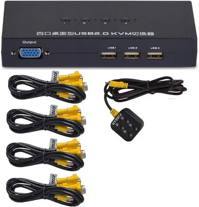 Alt view image 6 of 6 - Ennovor KVM Switch 4 Ports Multi-Host Sharing Mouse, Keyboard and Monitor, Plug and Play Metal Synchronizer, for Windows/Linux/Android/Netware